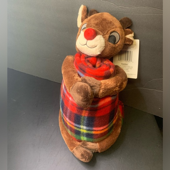 Rudolph The Red Nosed Reindeer Rudolph Fleece Throw / Blanket With Plush. NEW - Picture 1 of 3